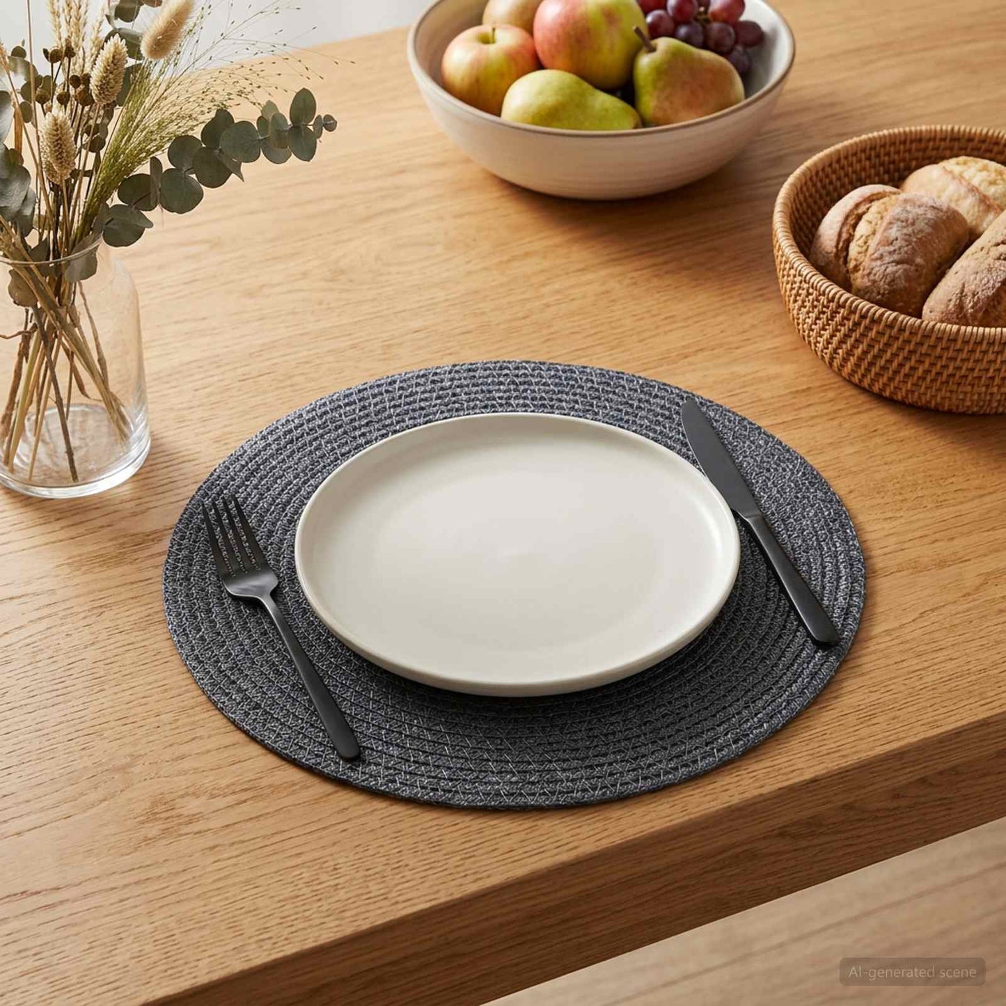 Jute Placemets 4 pcs Dark grey 100% Tossa Jute