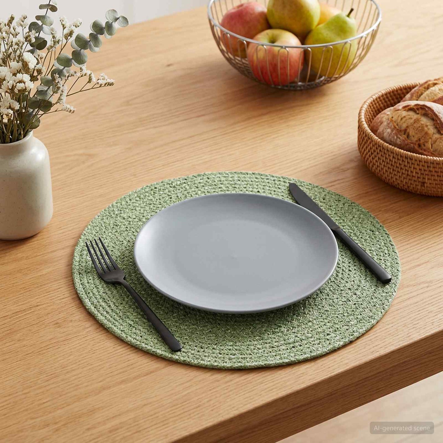 Jute Placemets 6 pcs Olive green 100% Tossa Jute