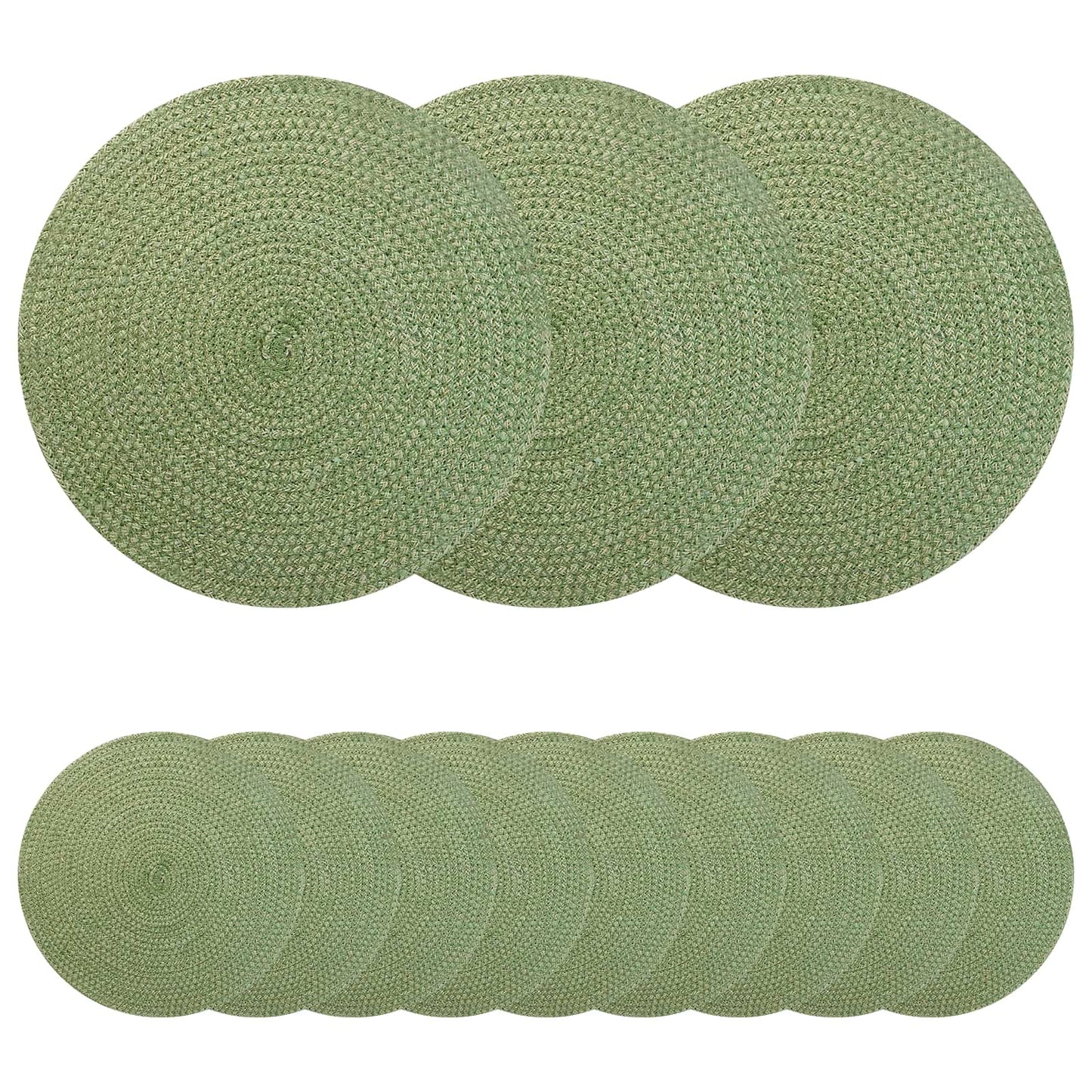 Jute Placemets 12 pcs Olive green Ø 30 cm 100% Tossa Jute
