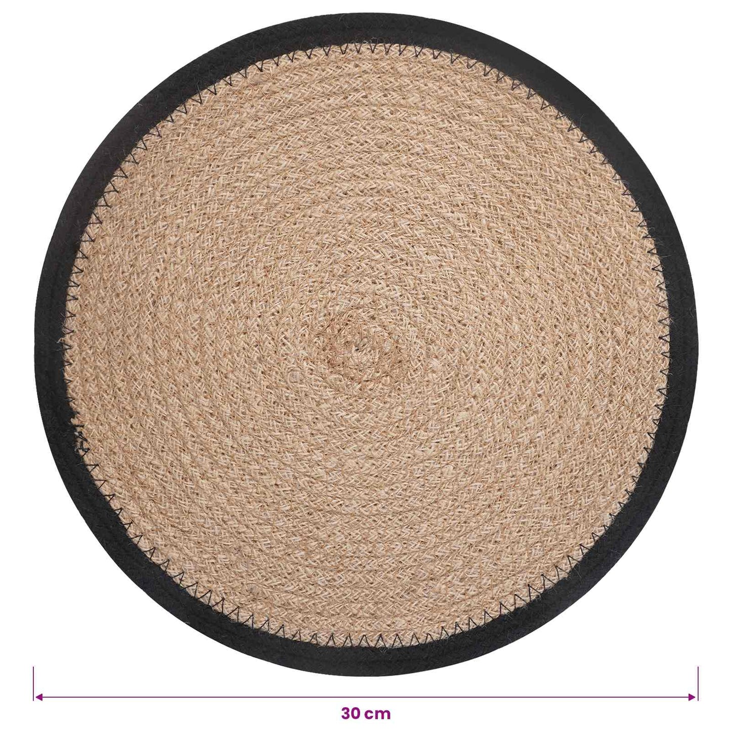 Jute Placemets 4 pcs Natural and Black 100% Tossa Jute