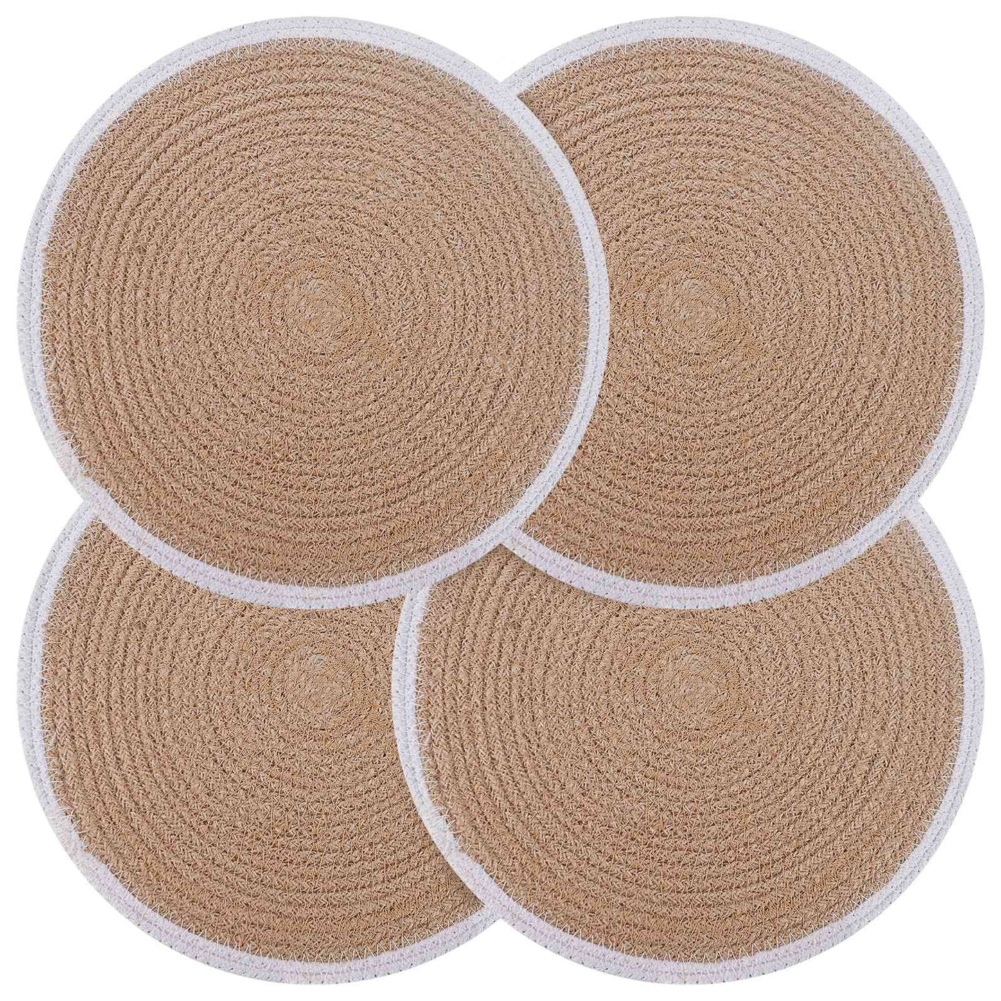Jute Placemets 4 pcs Natural and White 100% Tossa Jute