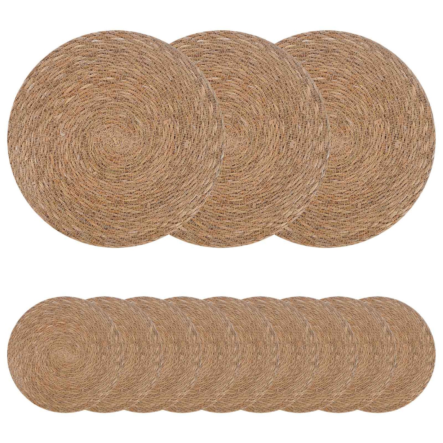Seagrass Placemets 12 pcs Natural Ø 30 cm 100% Seagrass
