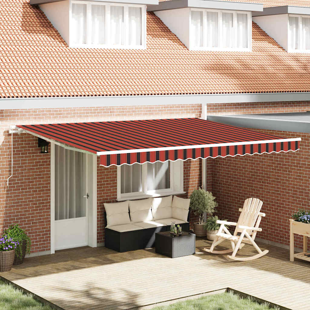 Retractable Awning Manual Orange and Brown 450 x 300 cm