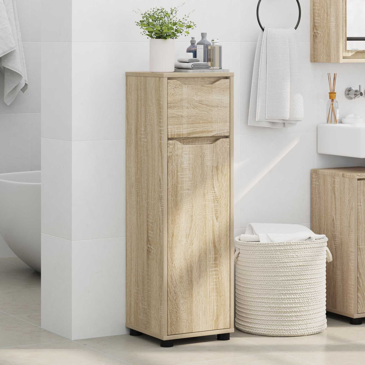 Bathroom Cabinet Sonoma Oak 30.5 x 30 x 101 cm Engineered Wood