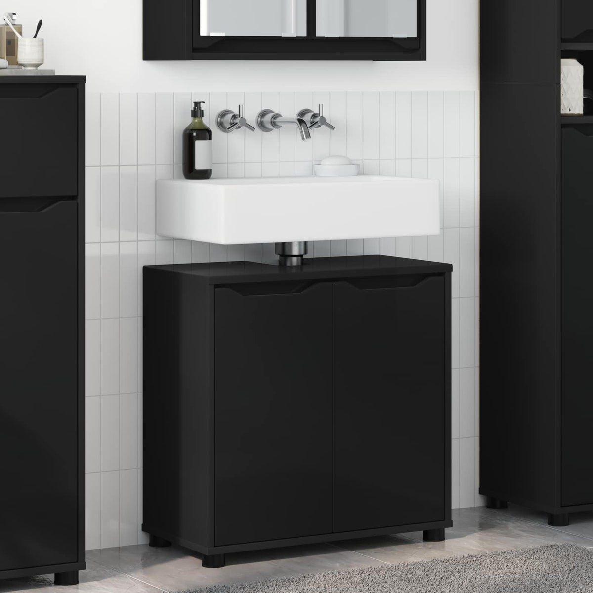 Bathroom Basin Cabinet Black 60 x 30 x 60 cm Engineered Wood