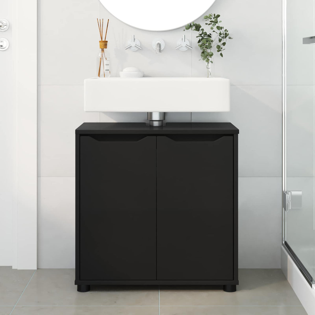 Bathroom Basin Cabinet Black 60 x 30 x 60 cm Engineered Wood