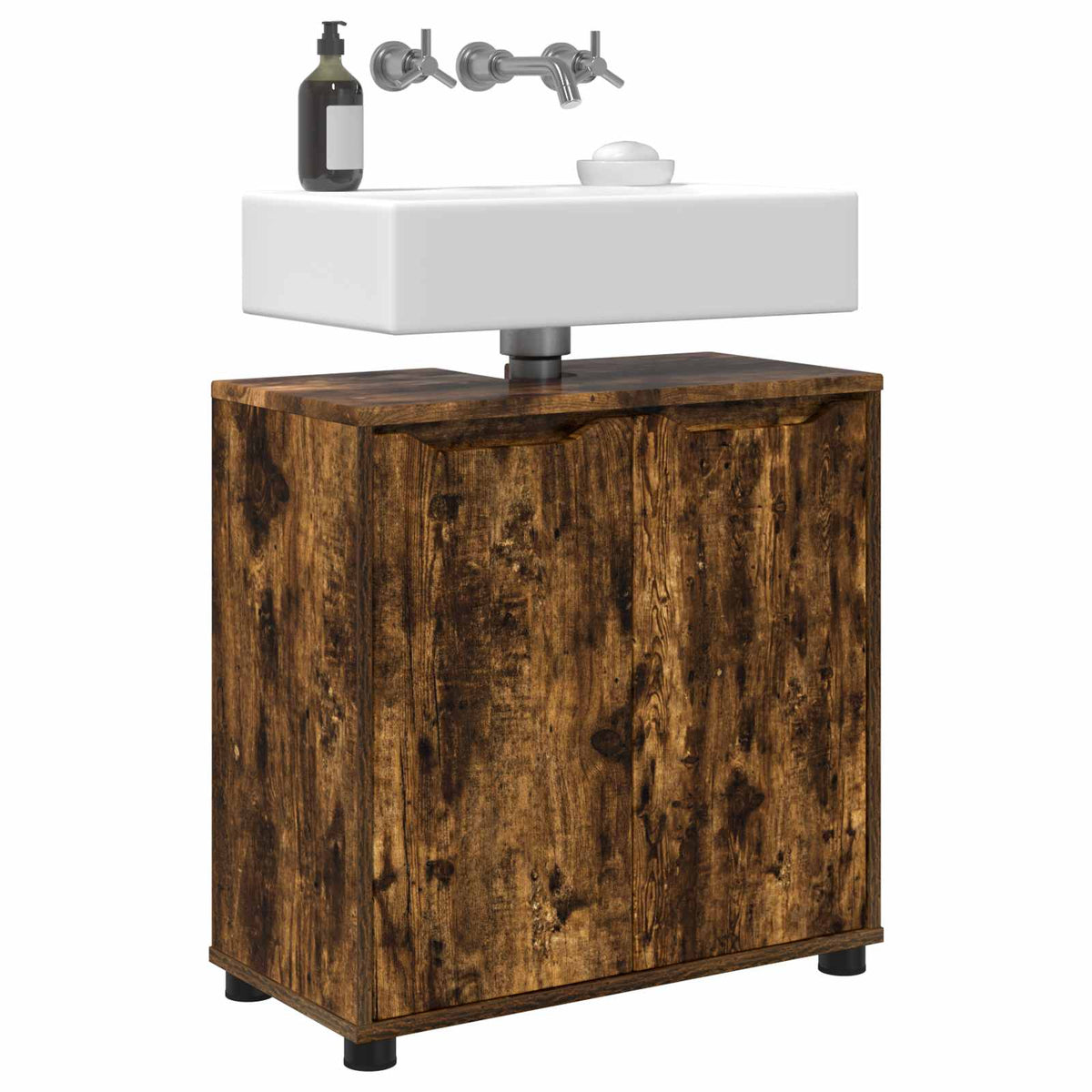 Bathroom Basin Cabinet Smoked Oak 60 x 30 x 60 cm