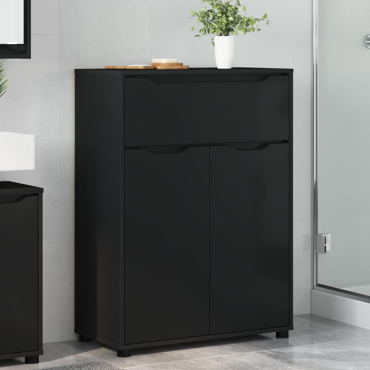 Bathroom Cabinet Black 72.5 x 36.5 x 100 cm Engineered Wood