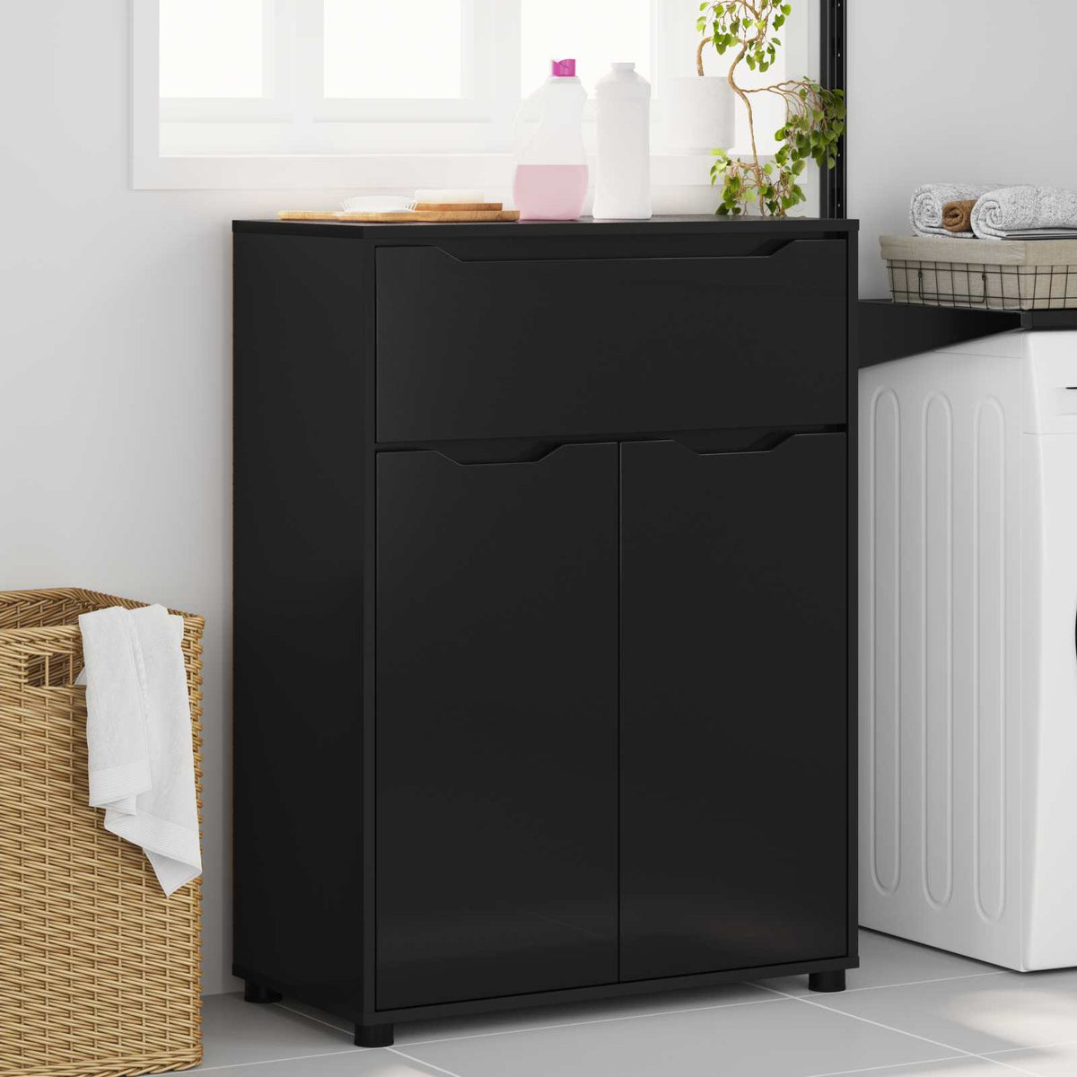 Bathroom Cabinet Black 72.5 x 36.5 x 100 cm Engineered Wood