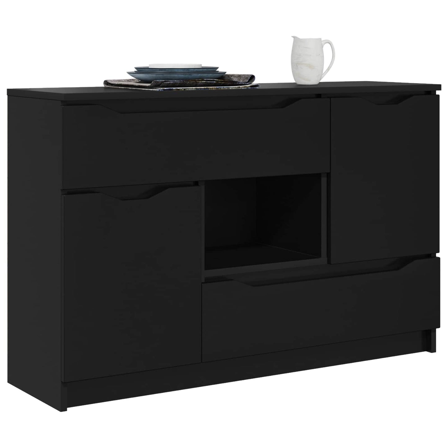 Sideboard with Drawer Black 100 x 30 x 65.6 Engineered Wood