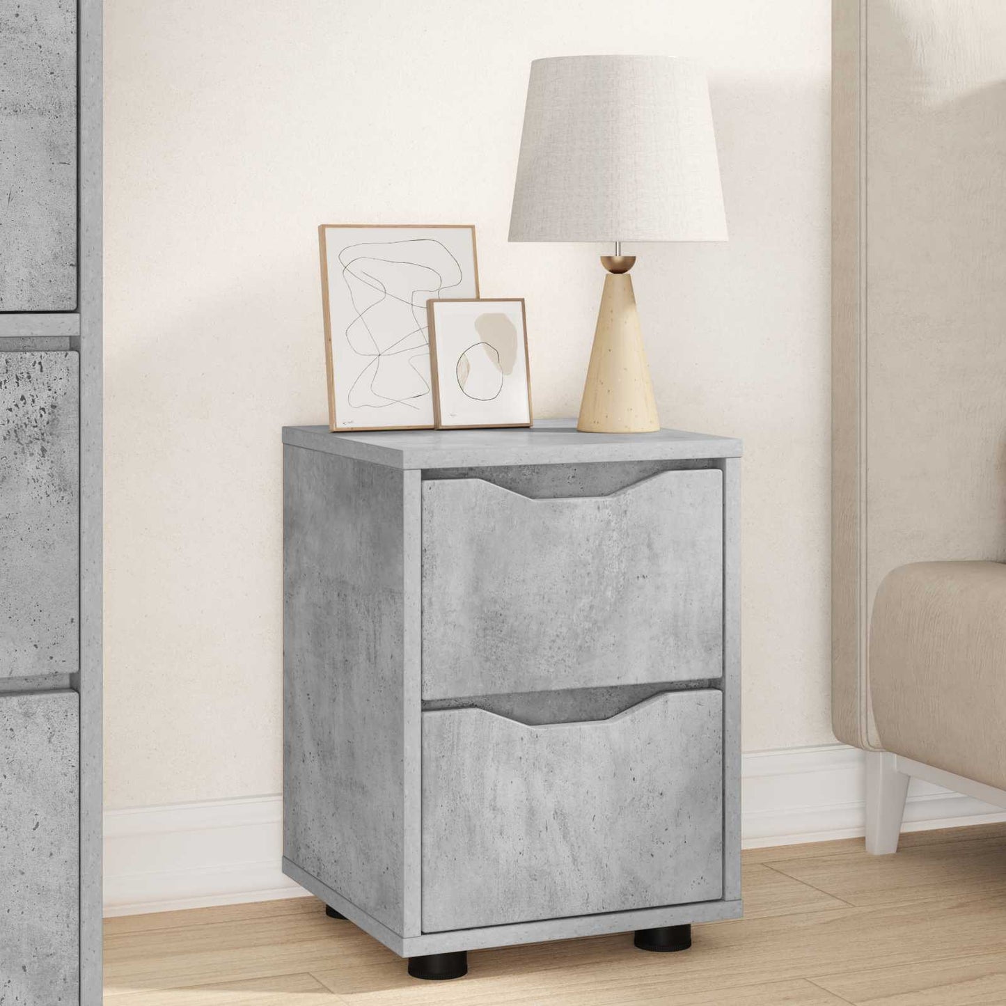 Bedside Table Concrete Grey 30.5 x 30 x 43 cm Engineered Wood