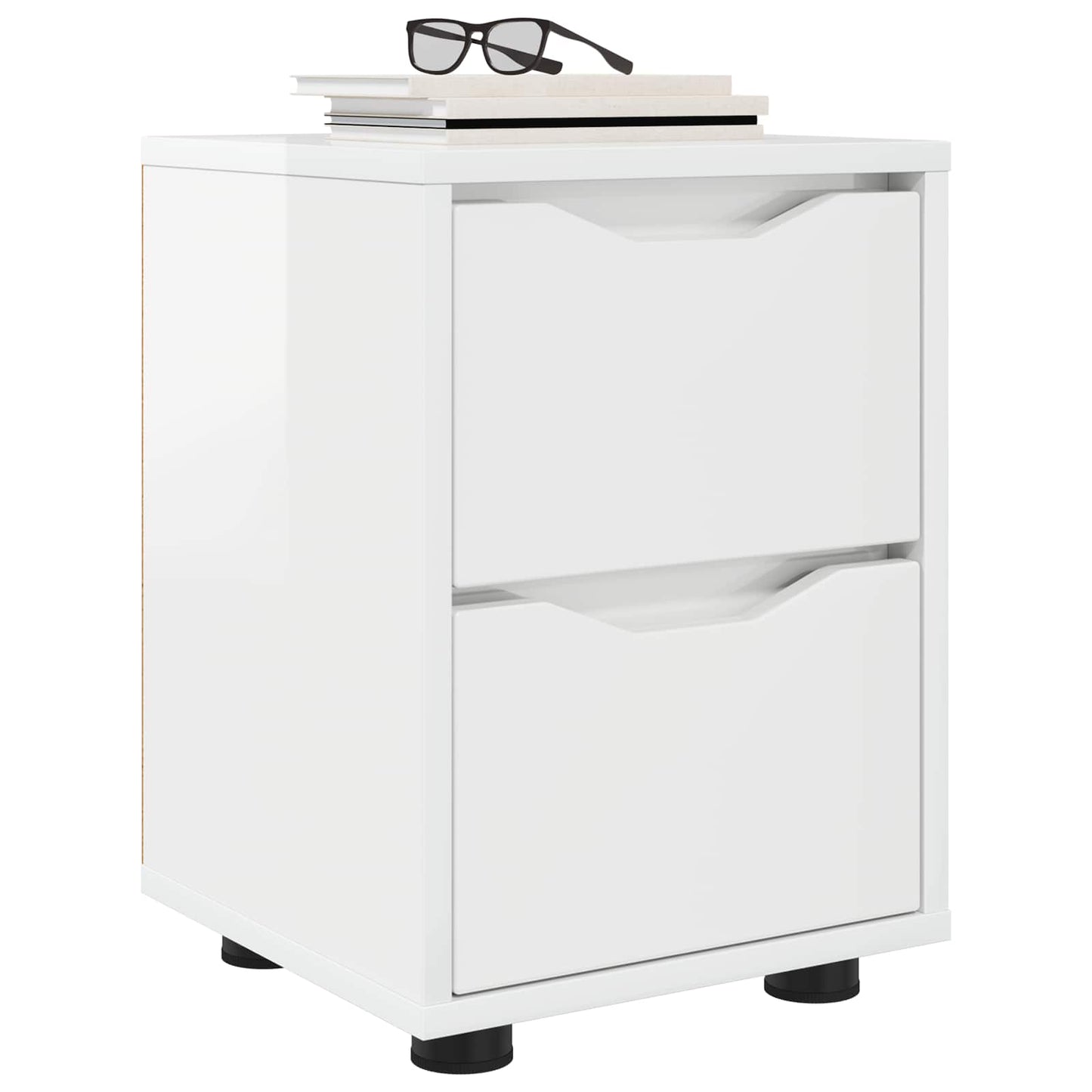 Bedside Table High Gloss White 30.5 x 30 x 43 cm