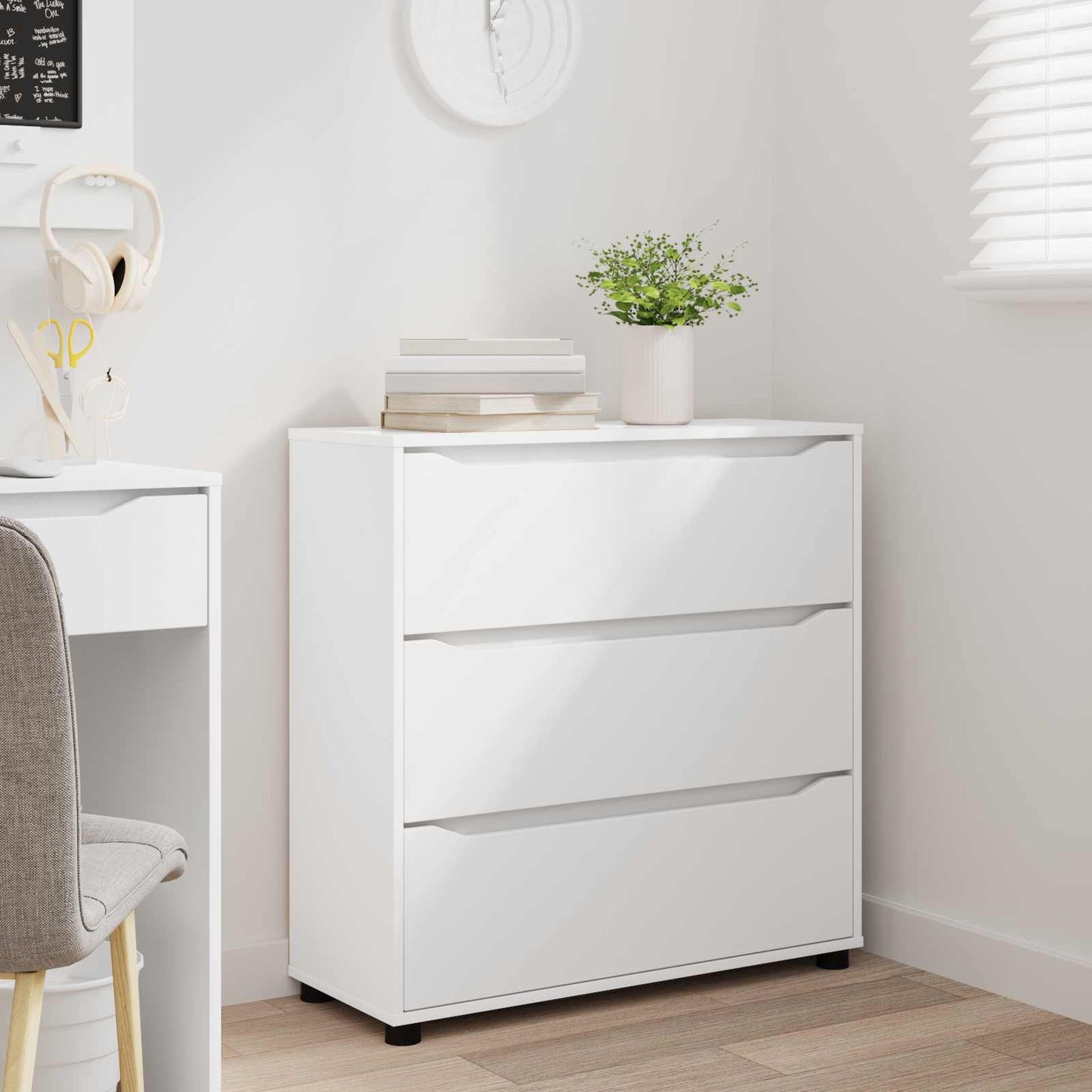 Storage Cabinet White 80 x 31 x 81 cm Engineered Wood