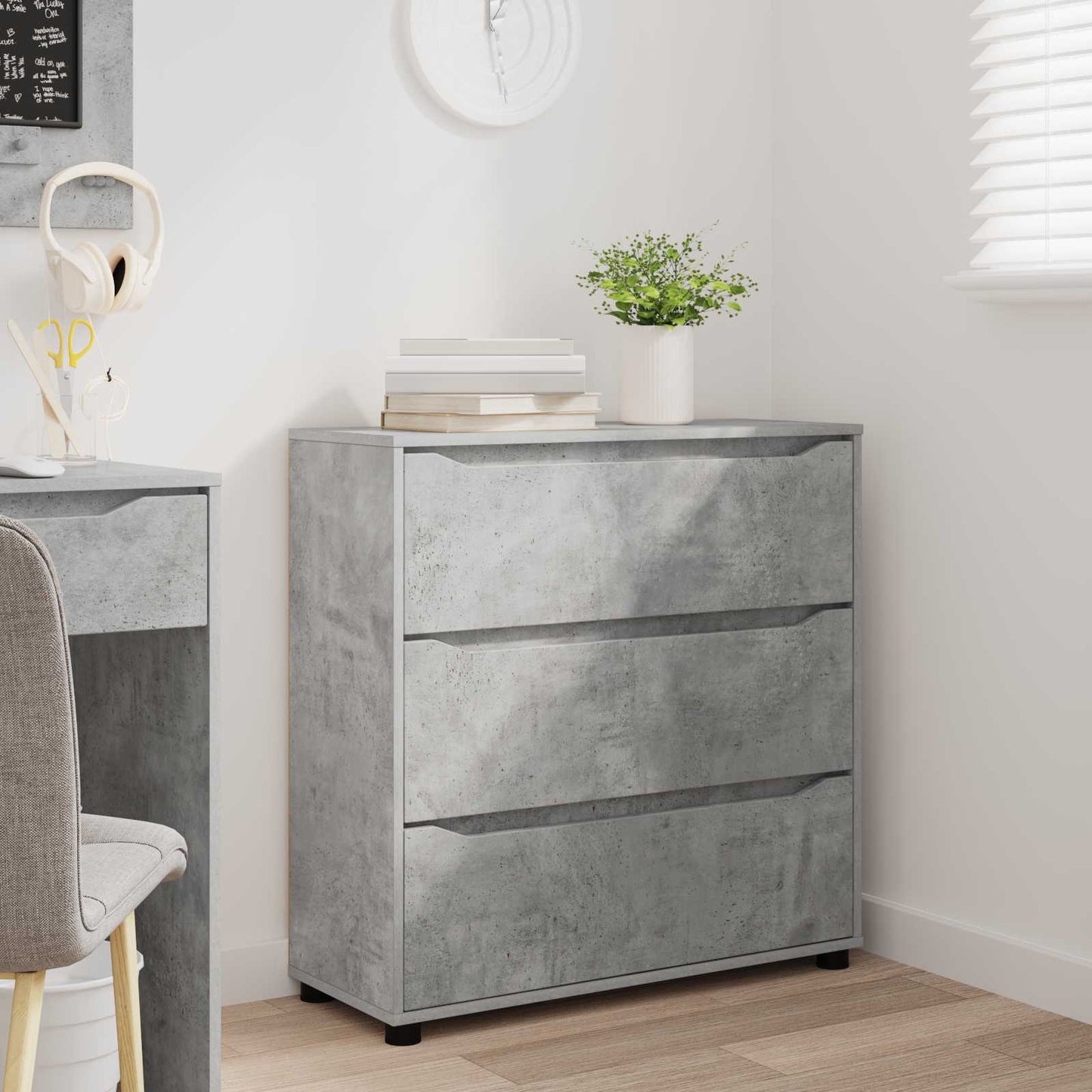 Storage Cabinet Concrete Grey 80 x 31 x 81 cm Engineered Wood