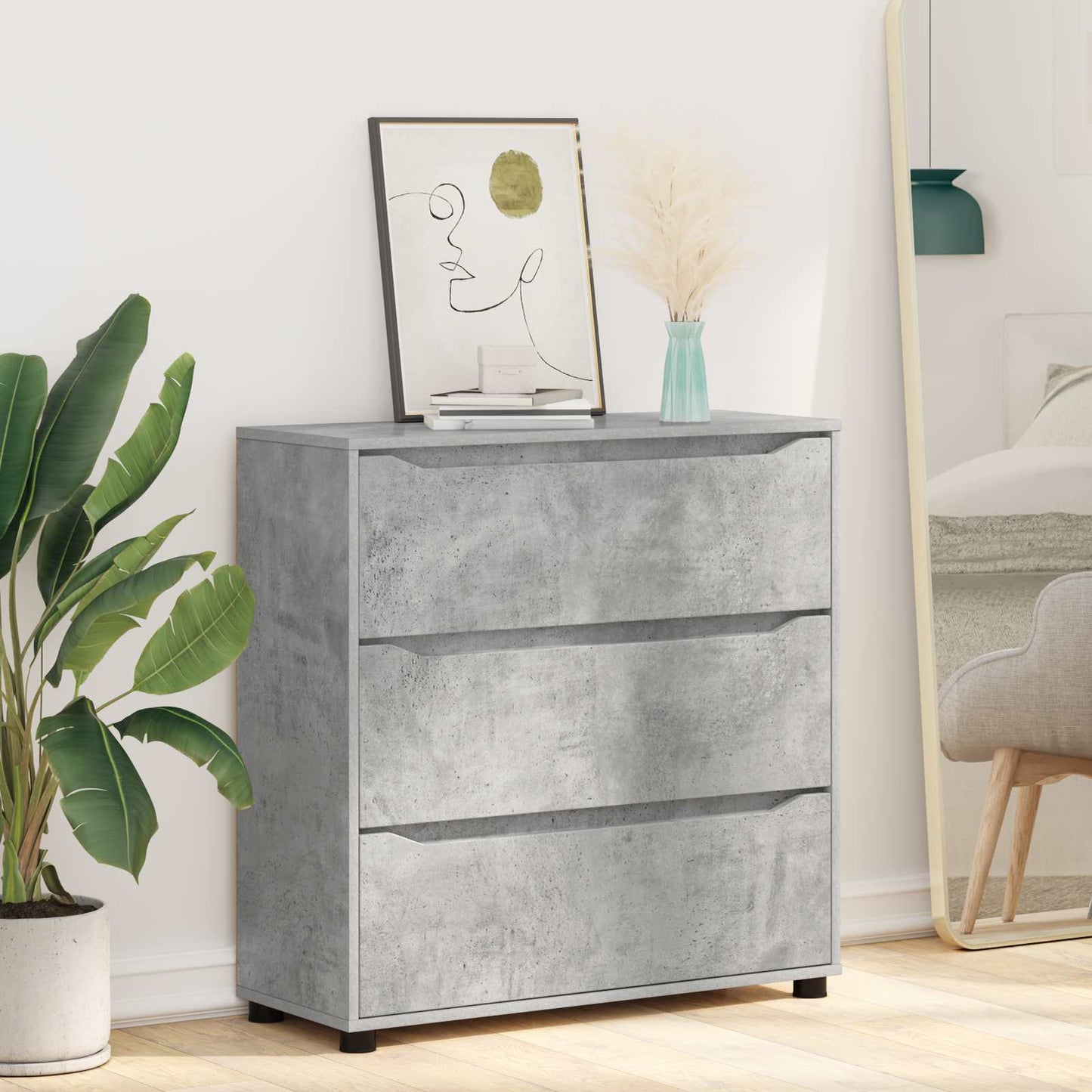 Storage Cabinet Concrete Grey 80 x 31 x 81 cm Engineered Wood