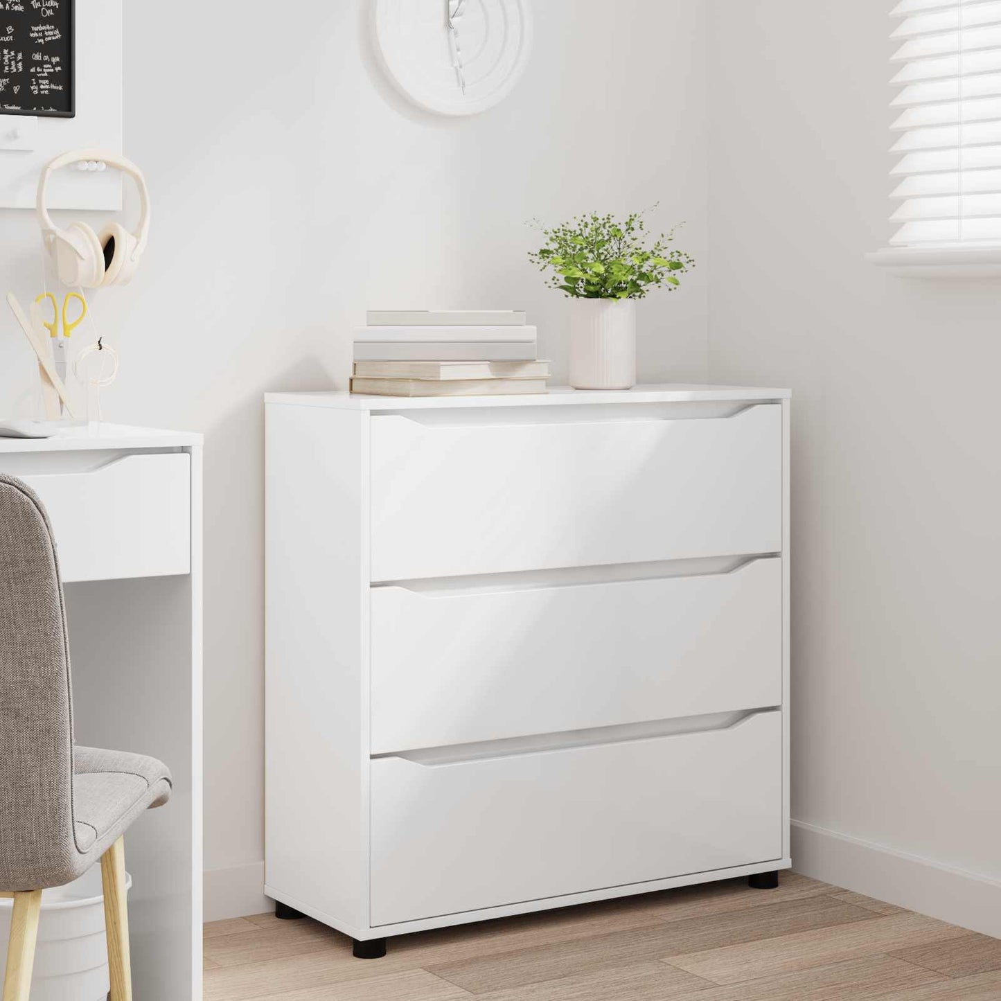 Storage Cabinet High Gloss White 80 x 31 x 81 cm