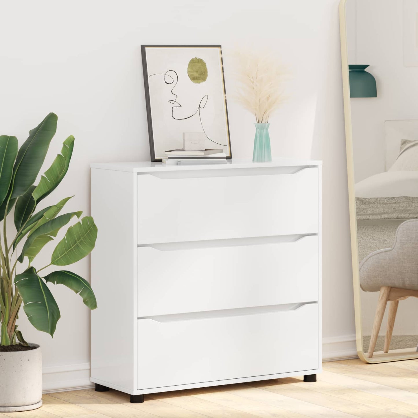 Storage Cabinet High Gloss White 80 x 31 x 81 cm