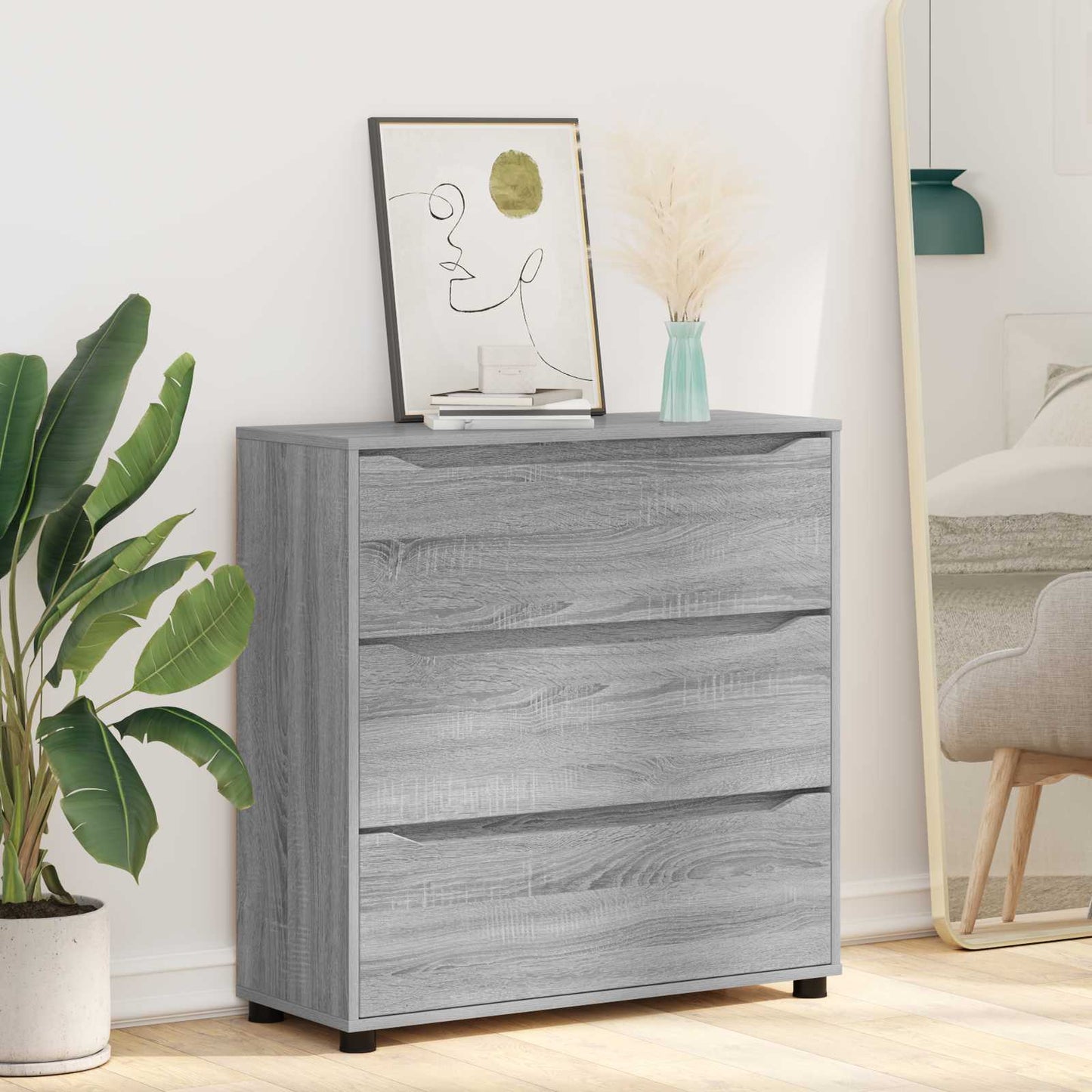 Storage Cabinet Grey Sonoma 80 x 31 x 81 cm Engineered Wood