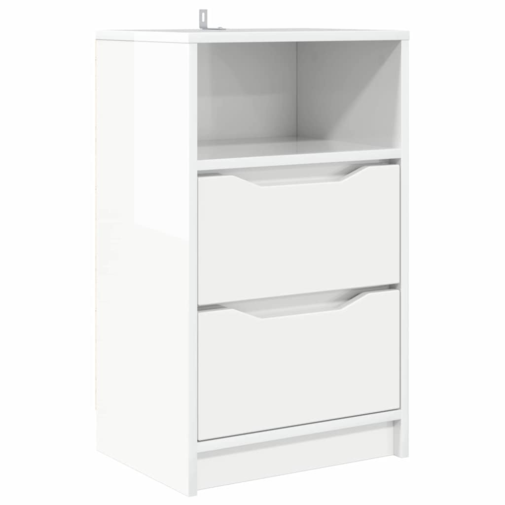 Bedside Table High Gloss White 40 x 30 x 467 cm Engineered Wood