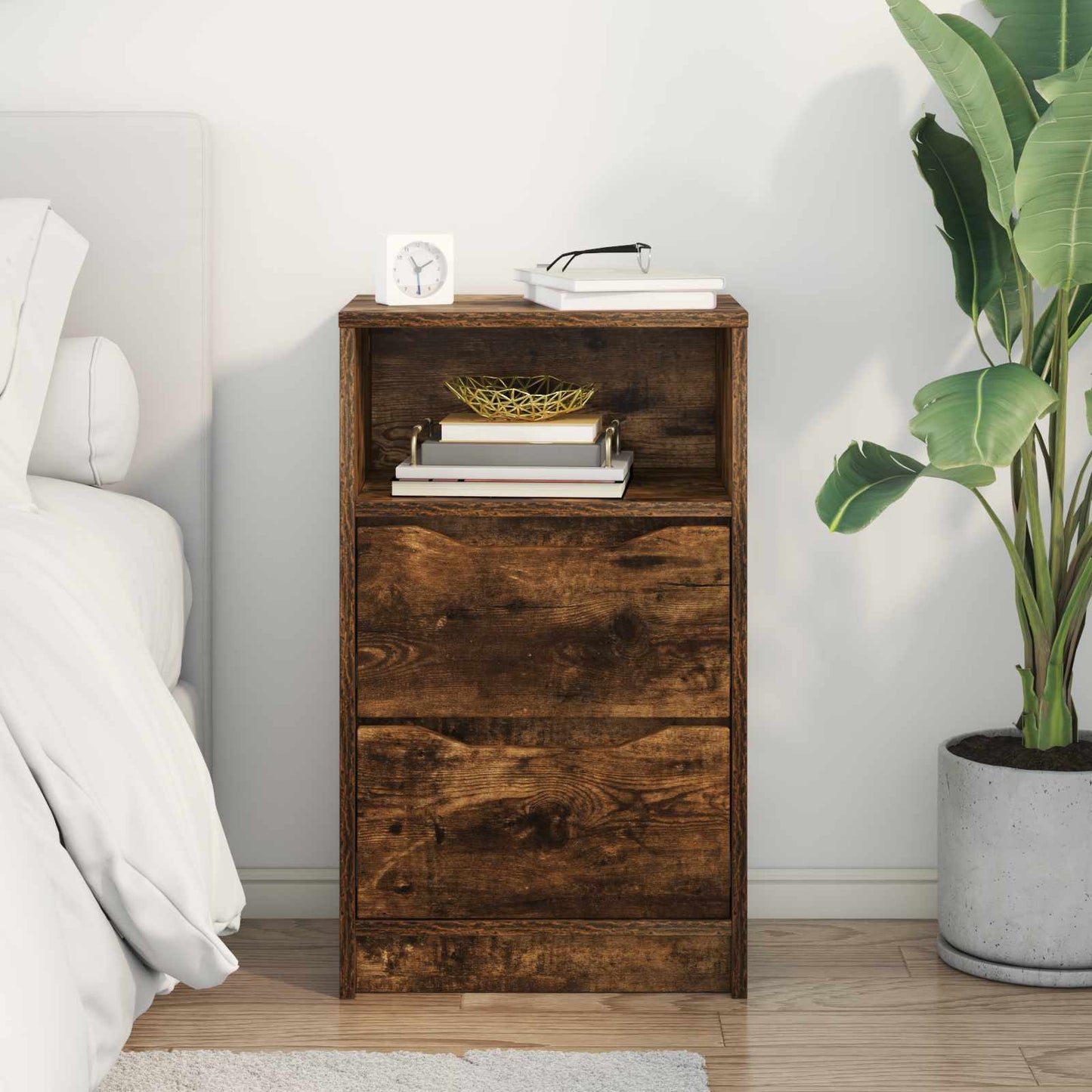 Bedside Table Smoked Oak 40 x 30 x 467 cm Engineered Wood