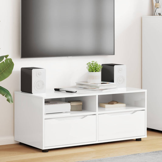 TV Cabinet 100 x 48 x 43 cm High Gloss White Engineered Wood