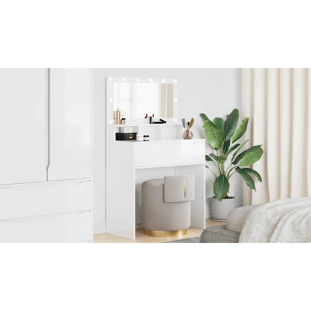 Bedroom Dressing Tables High Gloss White 80 x 39.6 x 135 cm