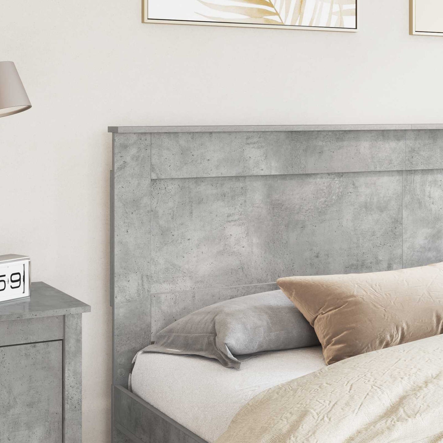 Headboard with Headboard Concrete Grey 200 cm Engineered Wood