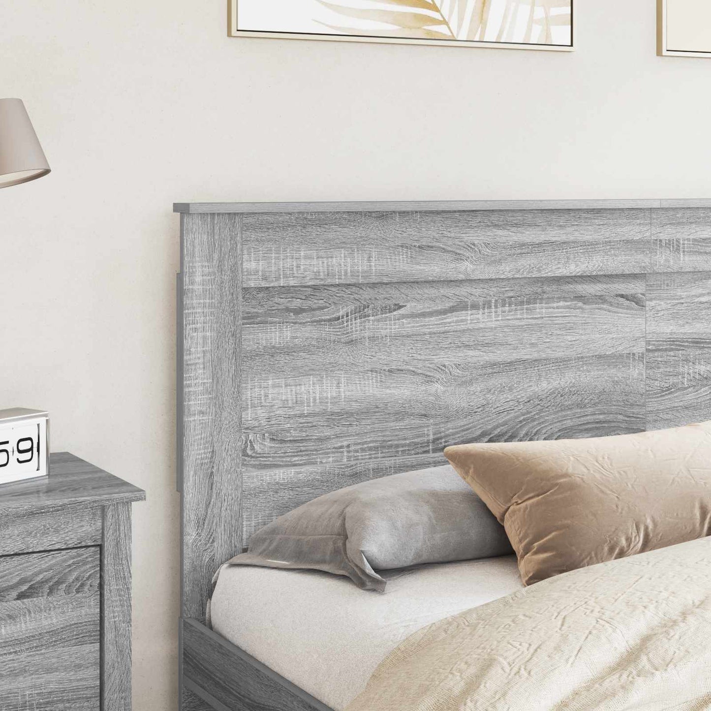 Headboard with Headboard Grey Sonoma 200 cm Engineered Wood