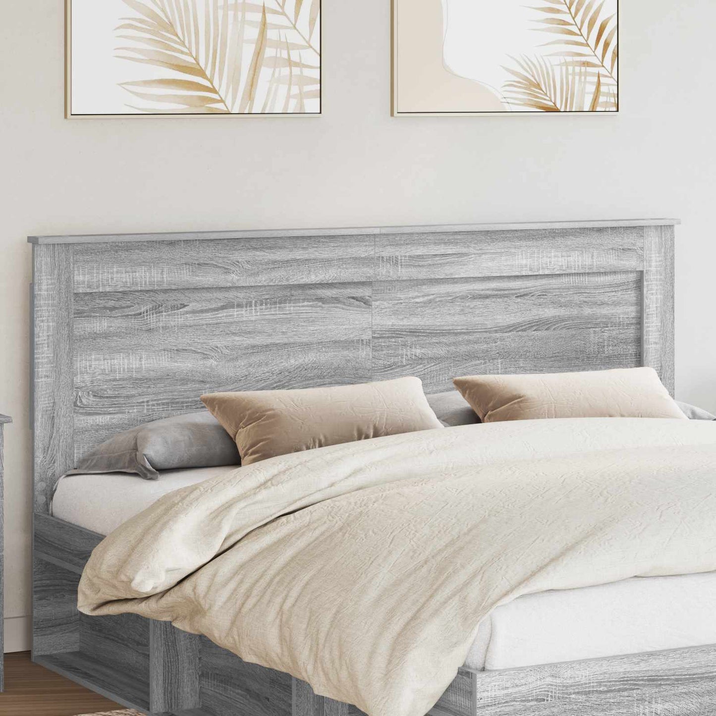 Headboard with Headboard Grey Sonoma 200 cm Engineered Wood