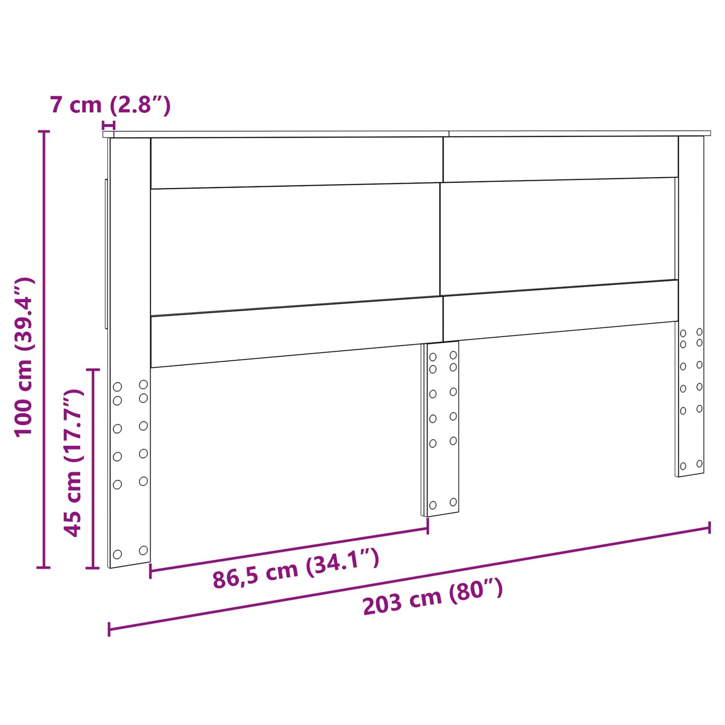 Headboard with Headboard Old Wood 200 cm Engineered Wood