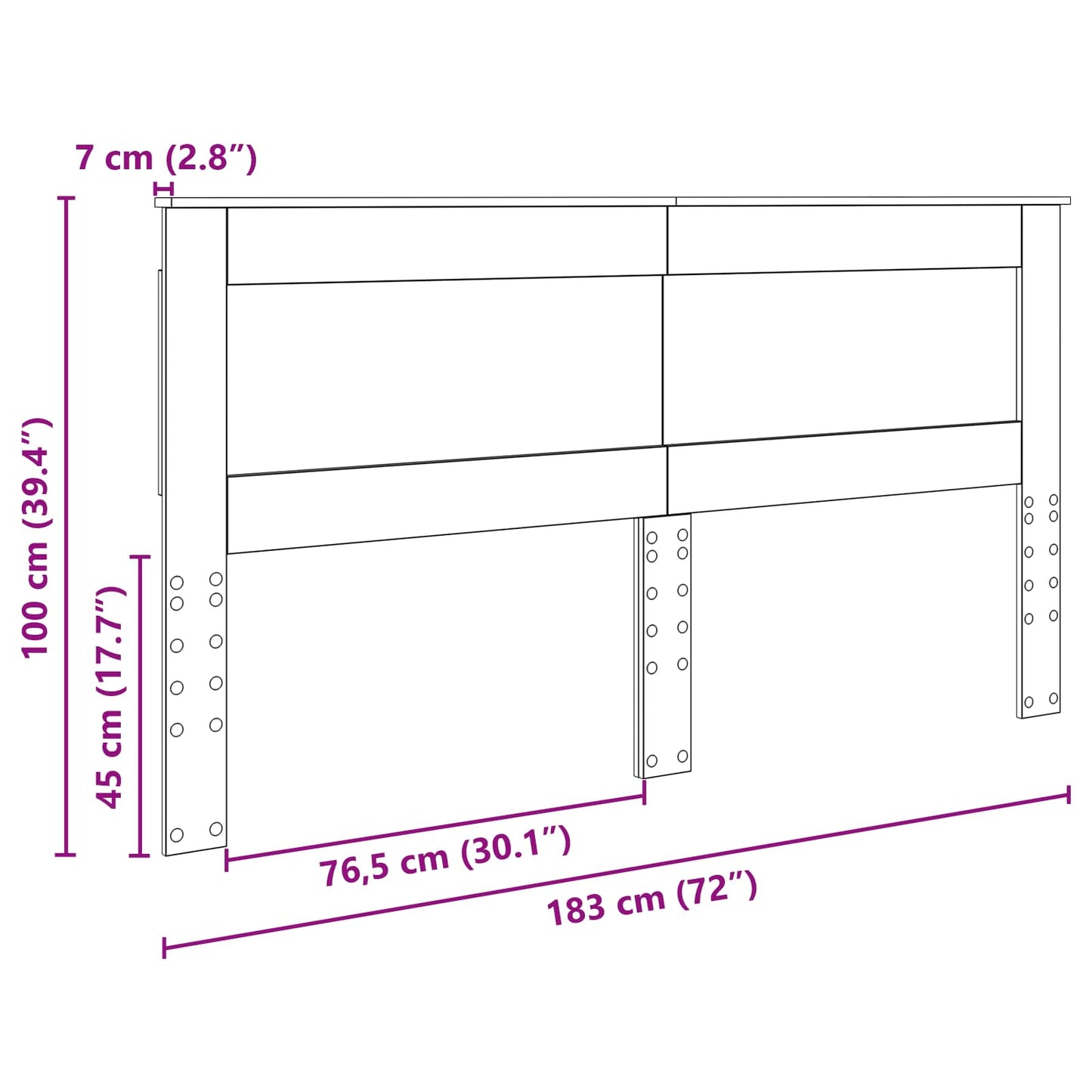 Headboard with Headboard Old Wood 180 cm Engineered Wood