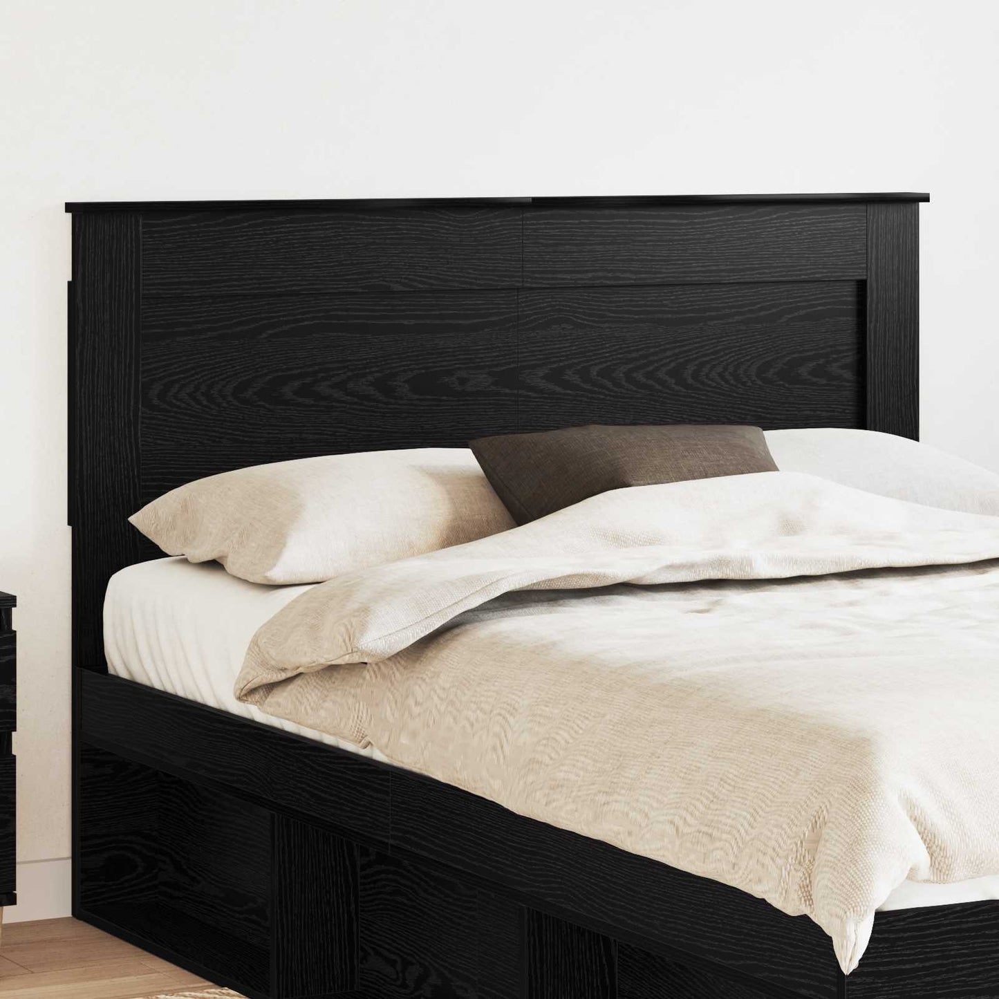 Headboard with Headboard Black Oak 140 cm Engineered Wood