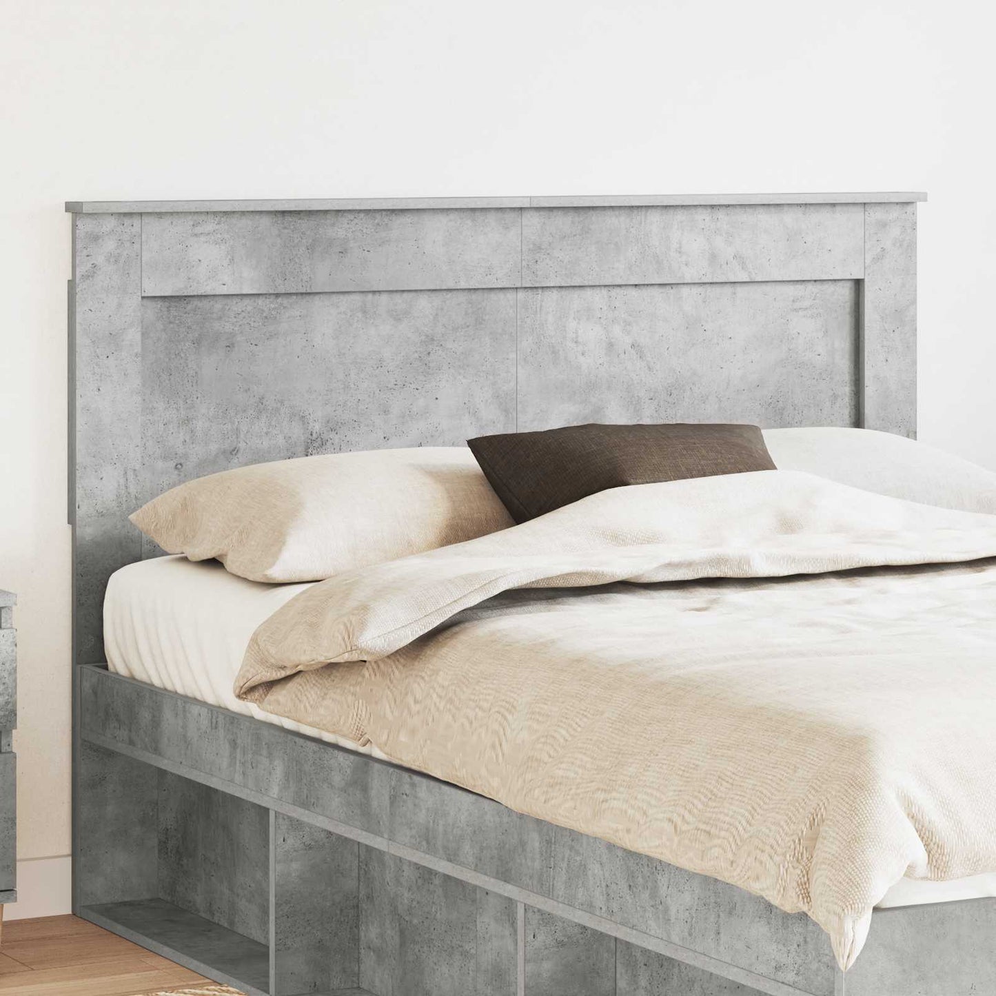Headboard with Headboard Concrete Grey 140 cm Engineered Wood