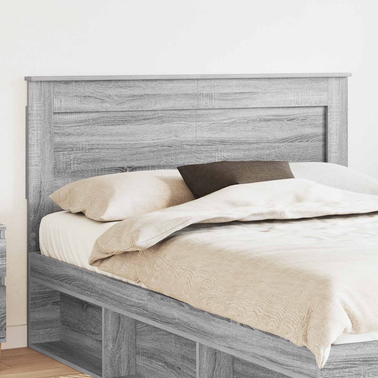 Headboard with Headboard Grey Sonoma 140 cm Engineered Wood