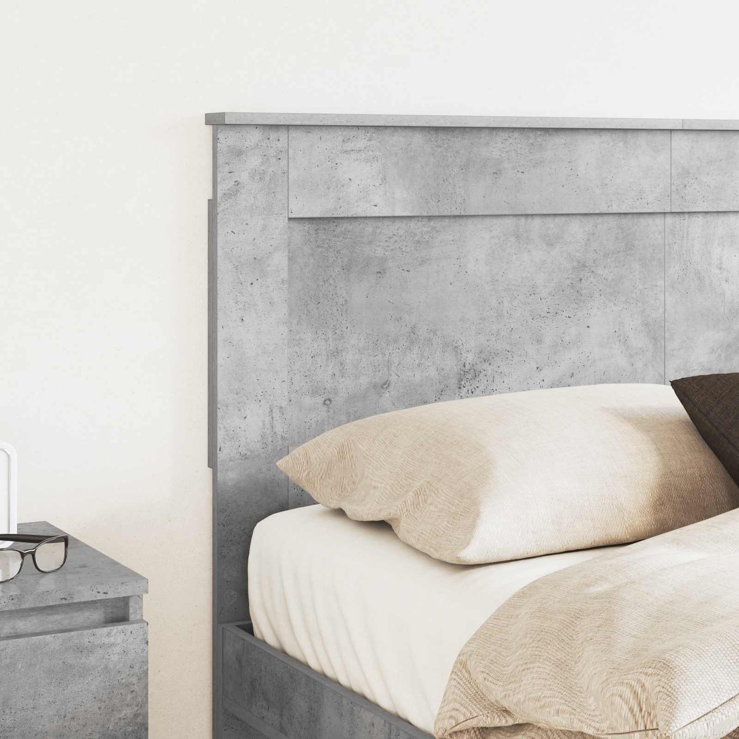 Headboard with Headboard Concrete Grey 135 cm Engineered Wood