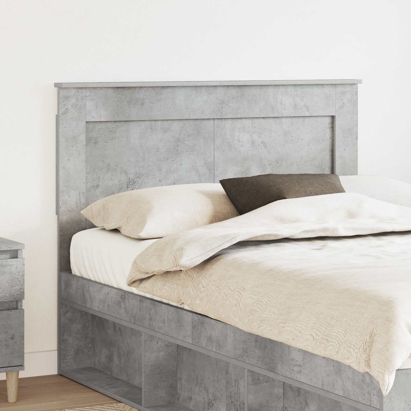 Headboard with Headboard Concrete Grey 135 cm Engineered Wood
