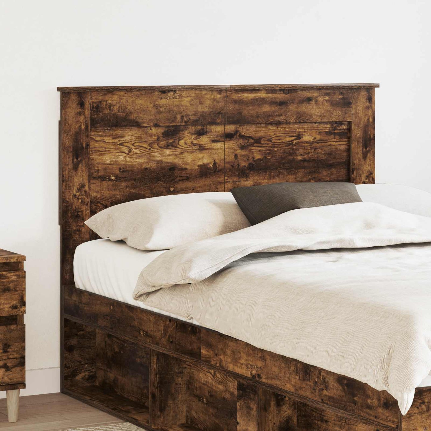 Headboard with Headboard Smoked Oak 135 cm Engineered Wood