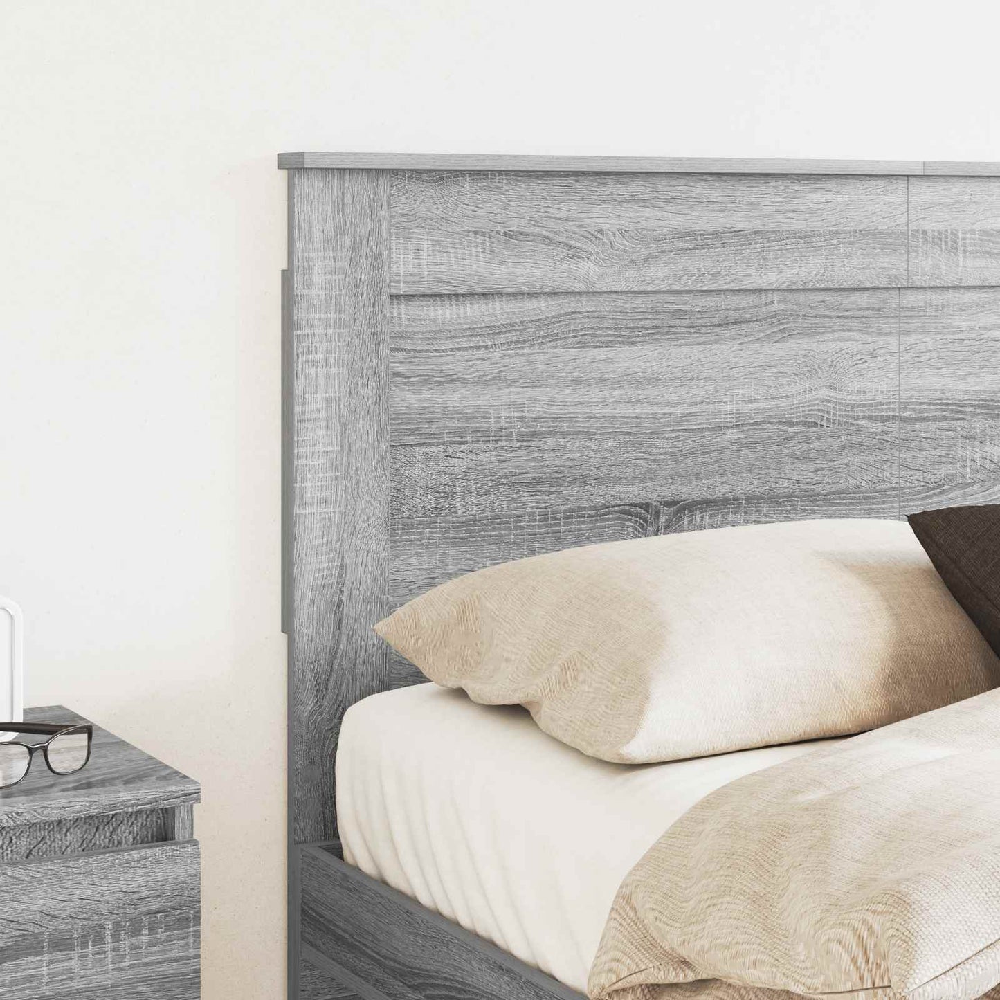 Headboard with Headboard Grey Sonoma 135 cm Engineered Wood