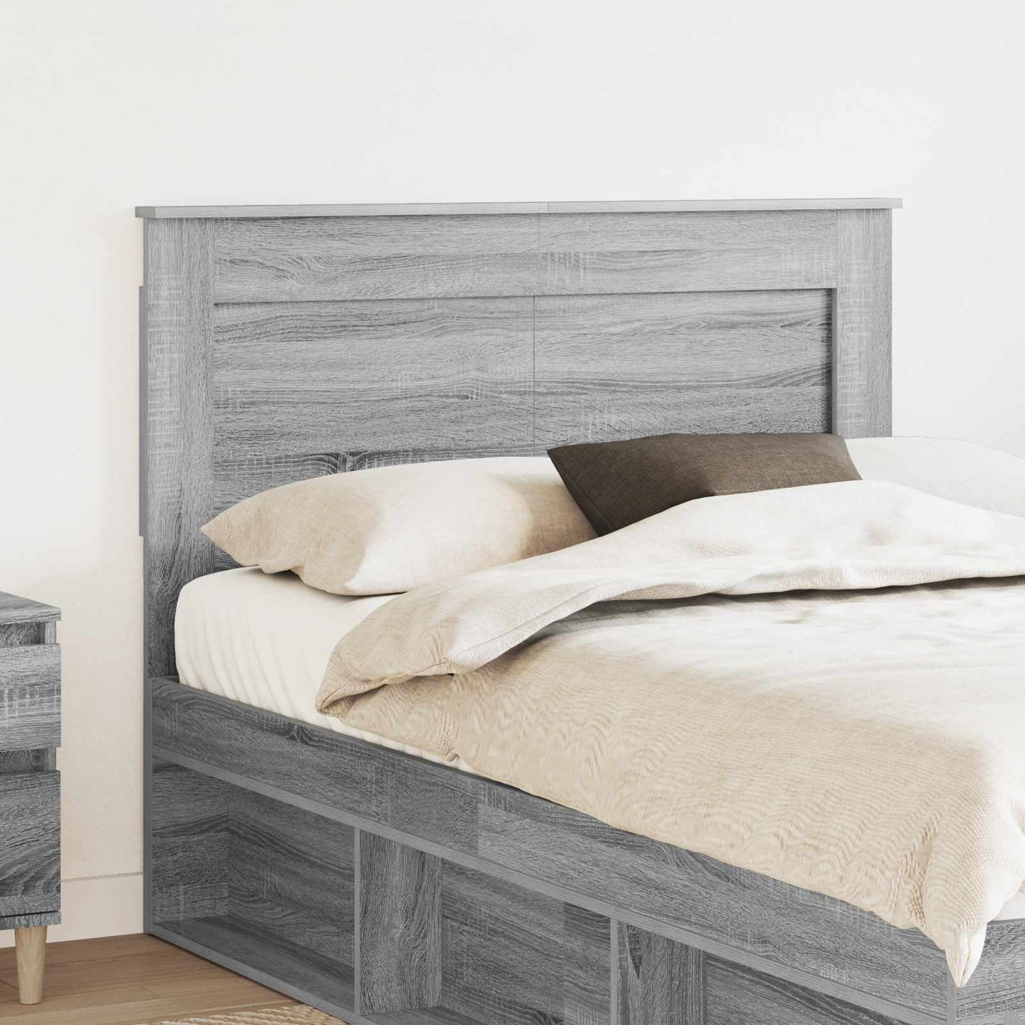 Headboard with Headboard Grey Sonoma 135 cm Engineered Wood