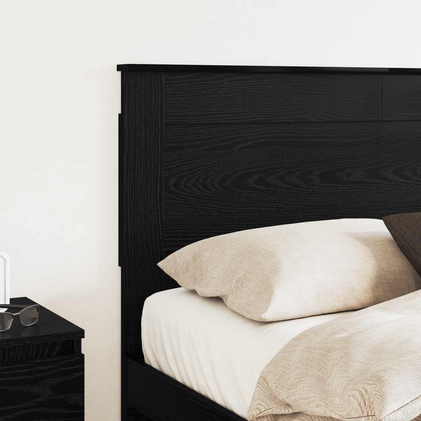 Headboard with Headboard Black Oak 120 cm Engineered Wood