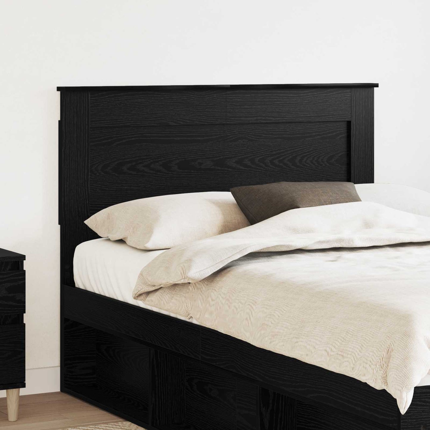 Headboard with Headboard Black Oak 120 cm Engineered Wood