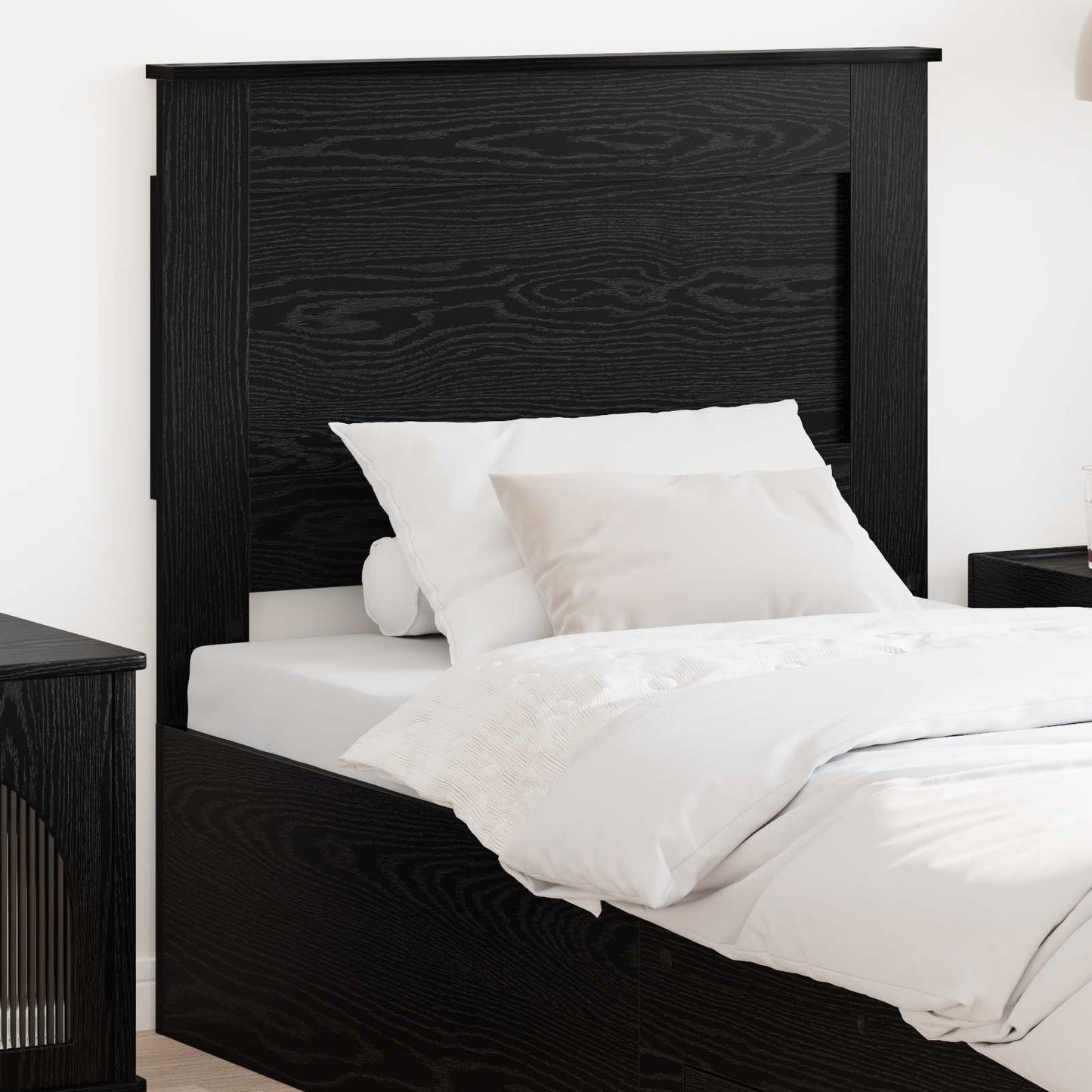Headboard with Headboard Black Oak 90 cm Engineered Wood