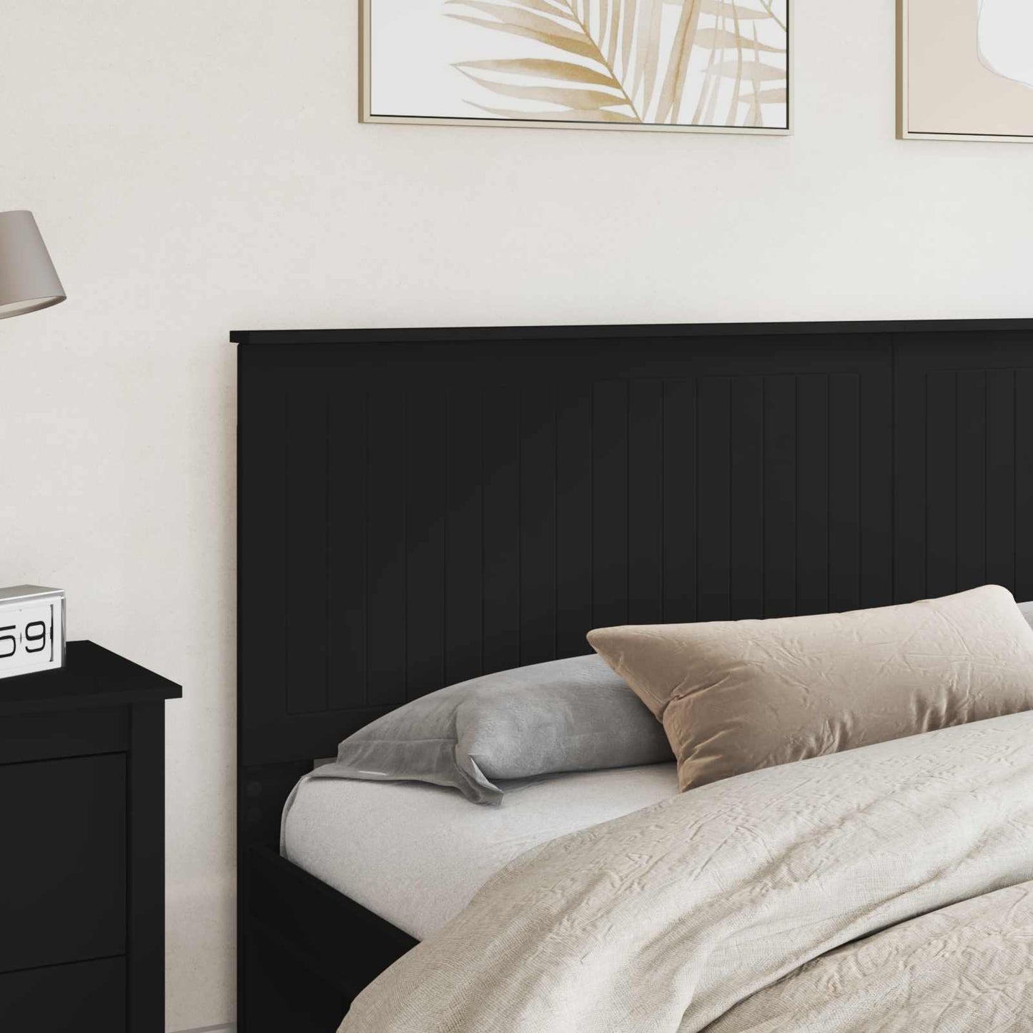 Headboard with Headboard Black Oak 200 cm Engineered wood