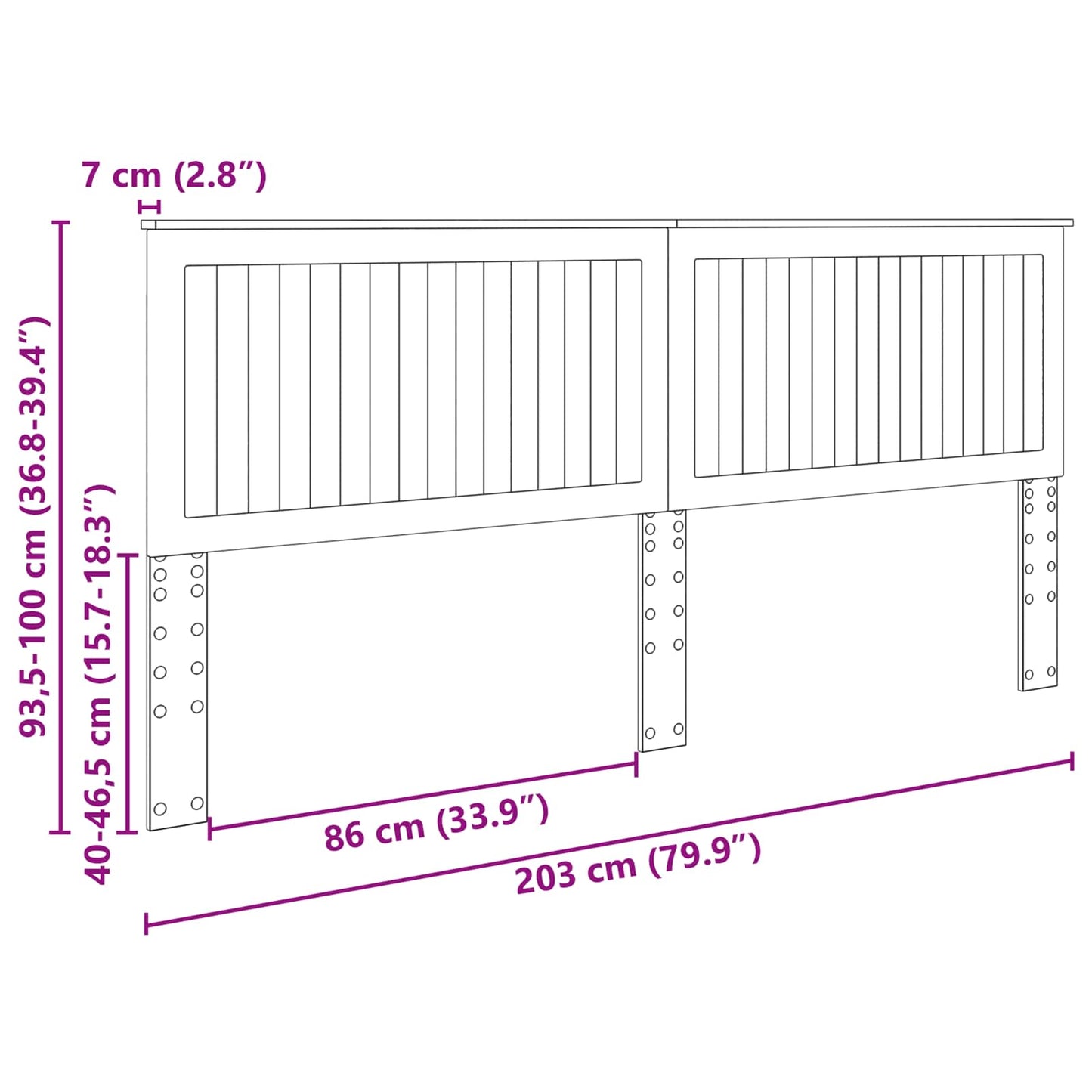Headboard with Headboard Sonoma Oak 200 cm Engineered wood