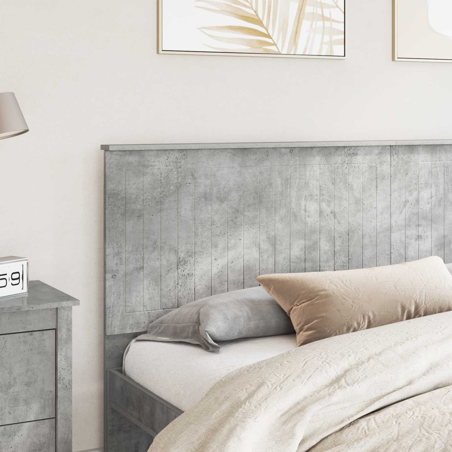 Headboard with Headboard Concrete Grey 200 cm Engineered wood