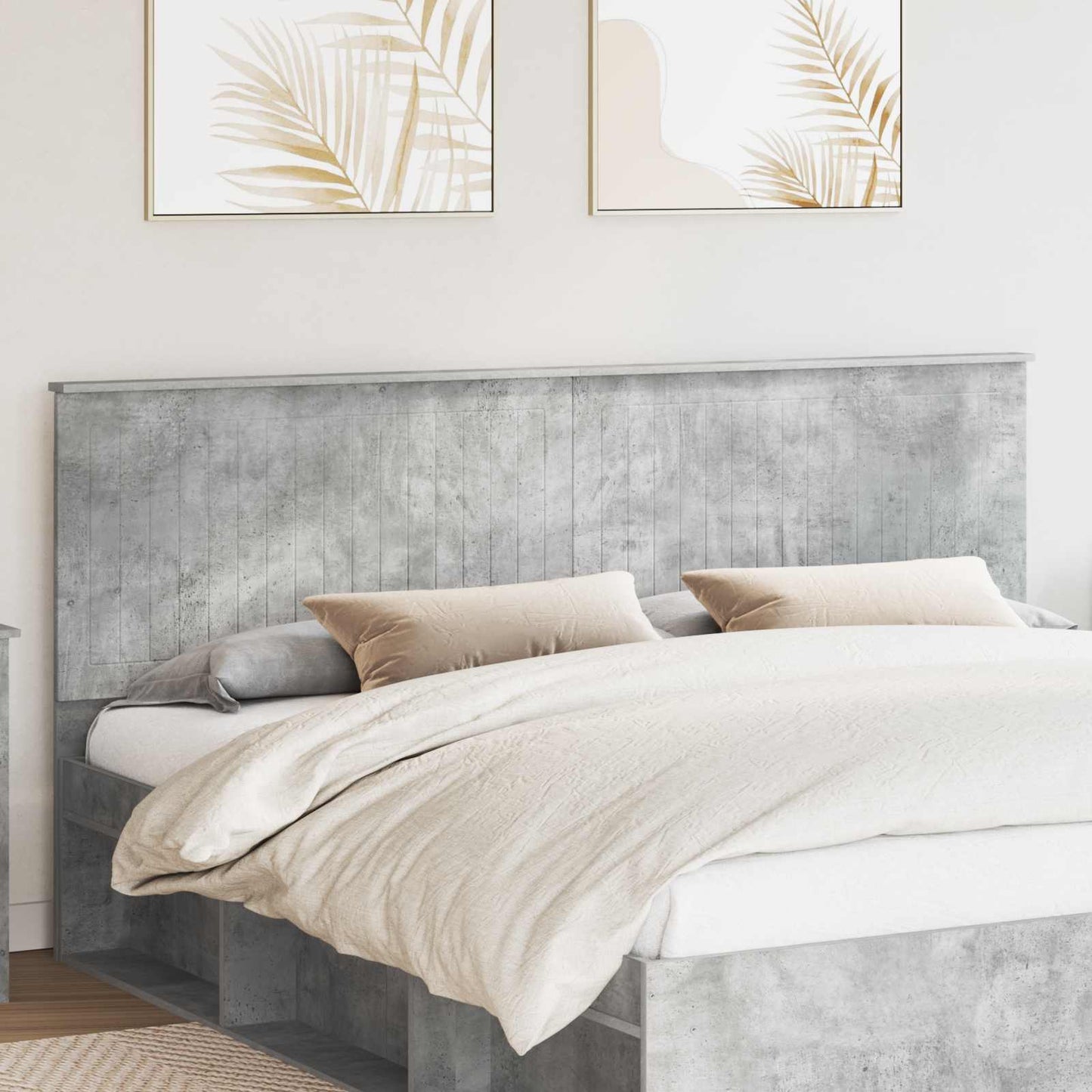 Headboard with Headboard Concrete Grey 200 cm Engineered wood
