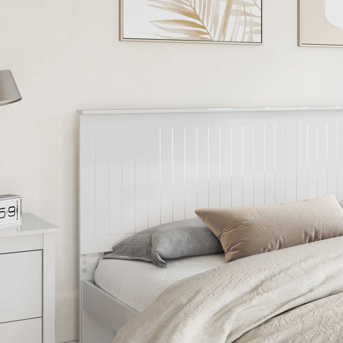 Headboard with Headboard Gloss White 200 cm Engineered wood