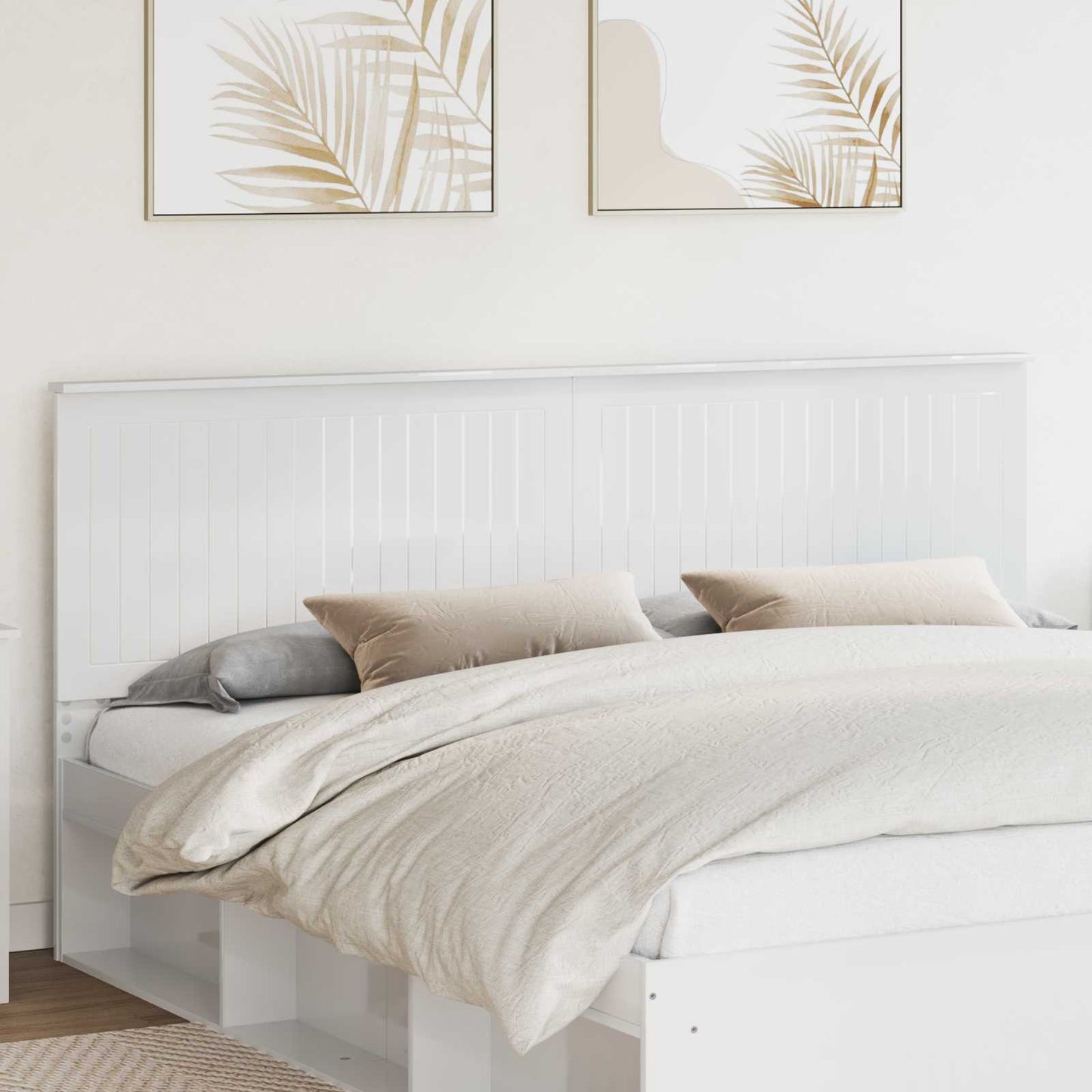 Headboard with Headboard Gloss White 200 cm Engineered wood