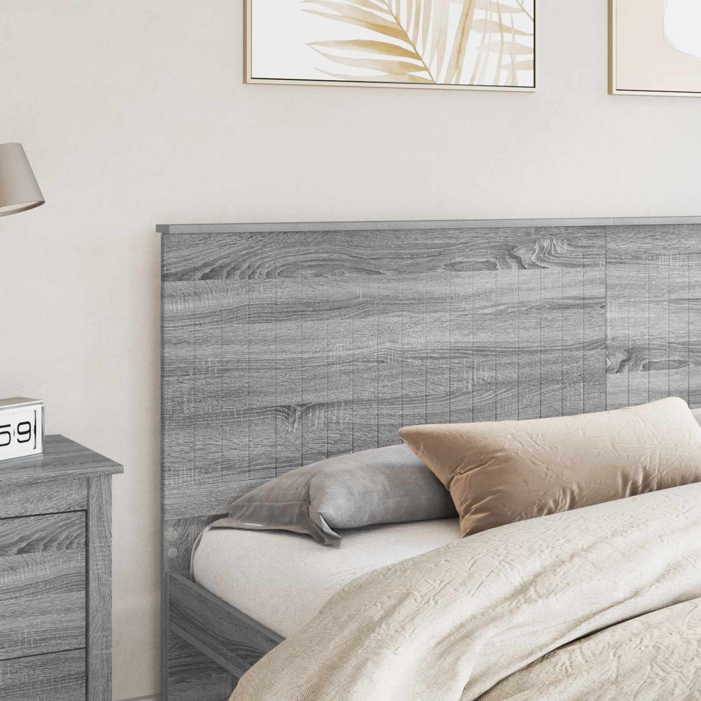 Headboard with Headboard Grey Sonoma 200 cm Engineered wood