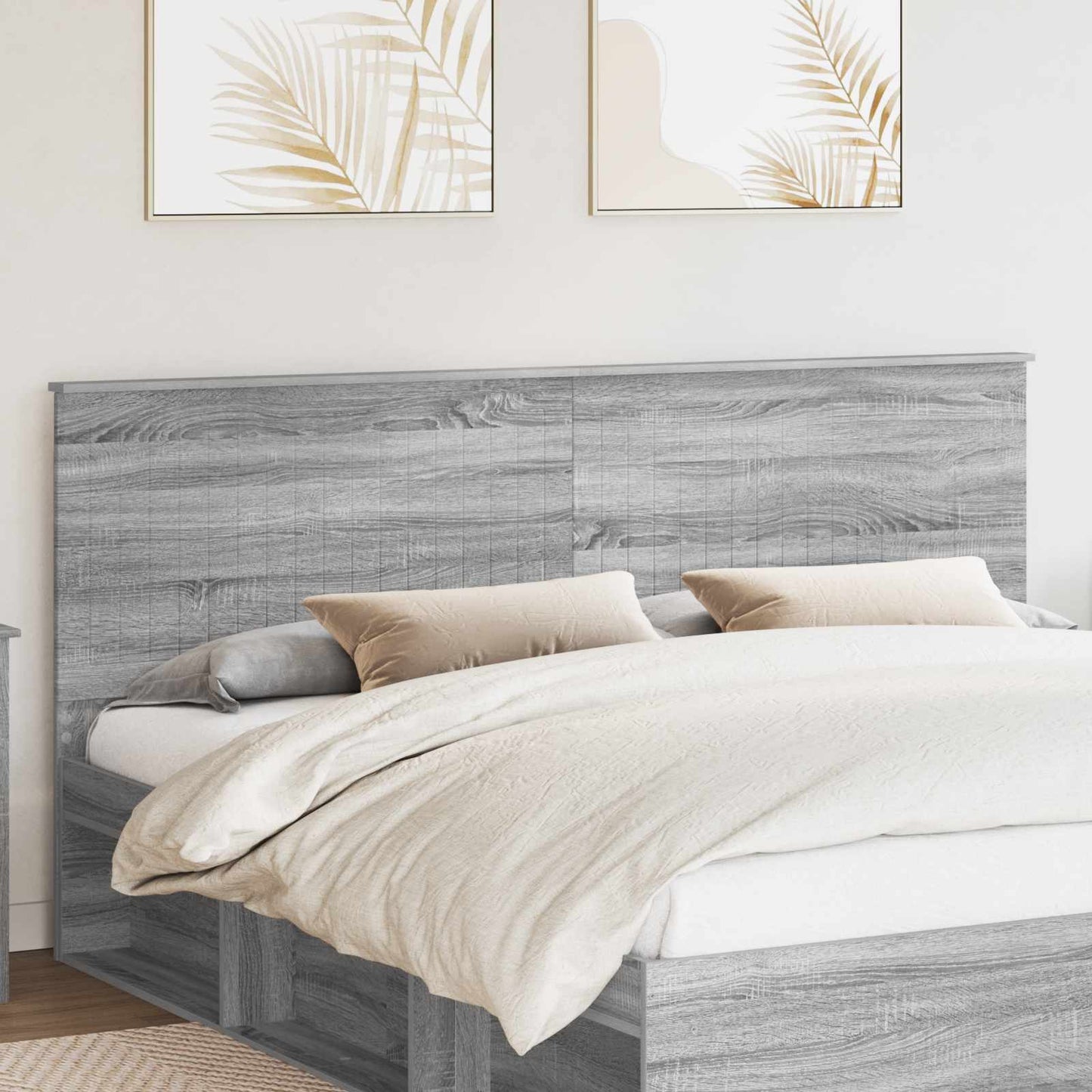 Headboard with Headboard Grey Sonoma 200 cm Engineered wood